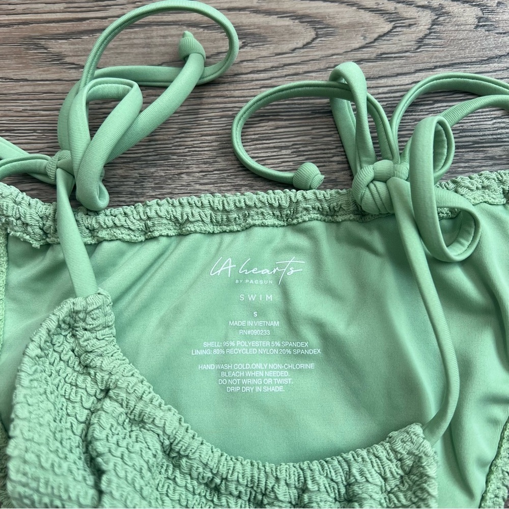 LA Hearts by PacSun Green Textured Bikini Set Top Medium / Bottoms Small Summer - Picture 8 of 8